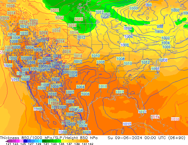 Thck 850-1000 hPa ECMWF Su 09.06.2024 00 UTC