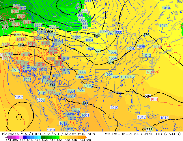 Thck 500-1000hPa ECMWF mer 05.06.2024 09 UTC