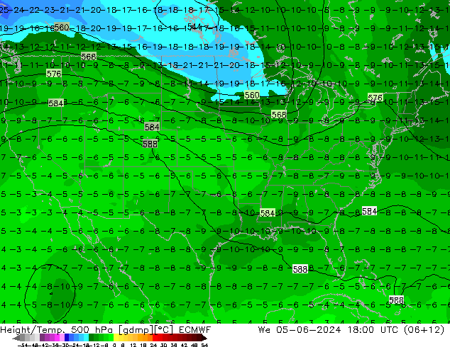 Z500/Yağmur (+YB)/Z850 ECMWF Çar 05.06.2024 18 UTC