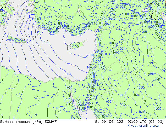 pression de l'air ECMWF dim 09.06.2024 00 UTC