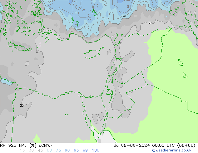 Humedad rel. 925hPa ECMWF sáb 08.06.2024 00 UTC