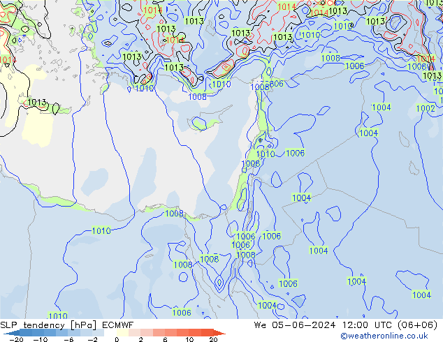 Tendenza di Pressione ECMWF mer 05.06.2024 12 UTC