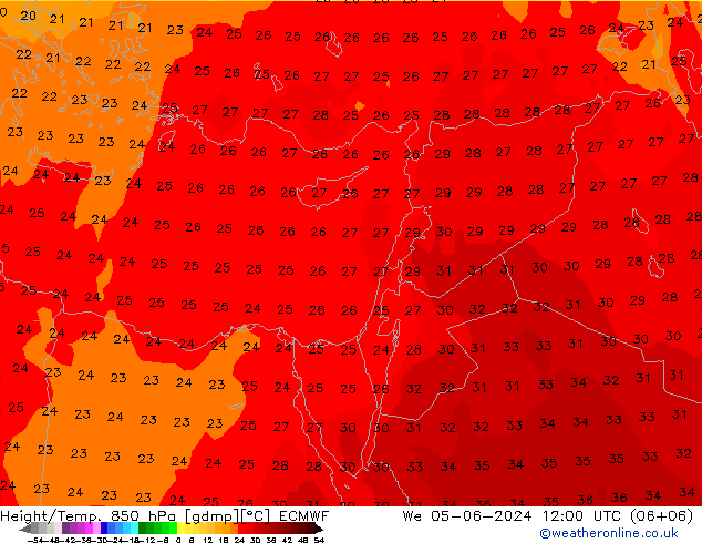 Z500/Rain (+SLP)/Z850 ECMWF St 05.06.2024 12 UTC