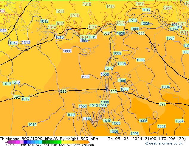 Thck 500-1000hPa ECMWF Qui 06.06.2024 21 UTC
