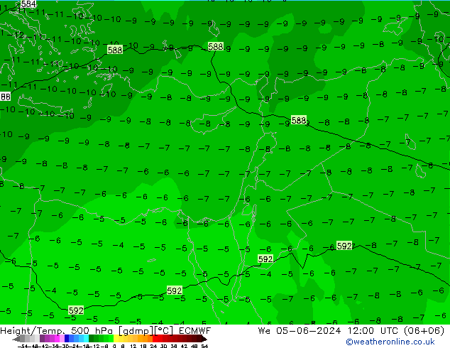 Z500/Rain (+SLP)/Z850 ECMWF We 05.06.2024 12 UTC