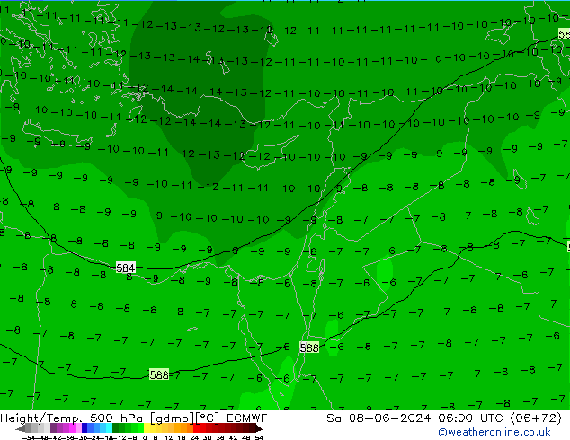 Z500/Rain (+SLP)/Z850 ECMWF Sa 08.06.2024 06 UTC