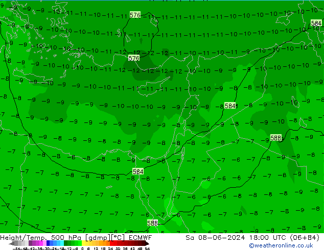 Z500/Rain (+SLP)/Z850 ECMWF Sa 08.06.2024 18 UTC