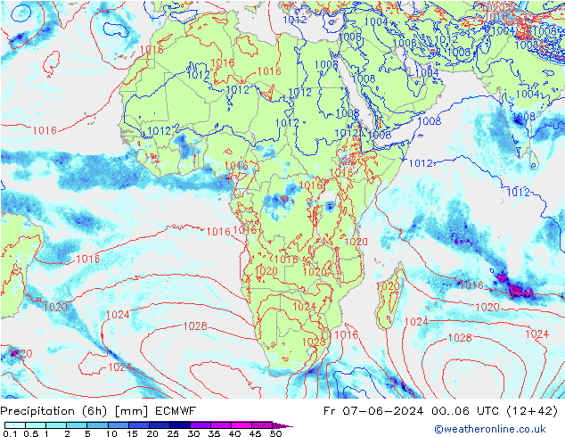 Z500/Rain (+SLP)/Z850 ECMWF ven 07.06.2024 06 UTC