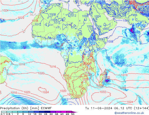 Z500/Regen(+SLP)/Z850 ECMWF di 11.06.2024 12 UTC