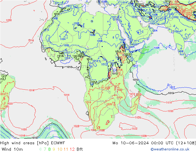 Windvelden ECMWF ma 10.06.2024 00 UTC