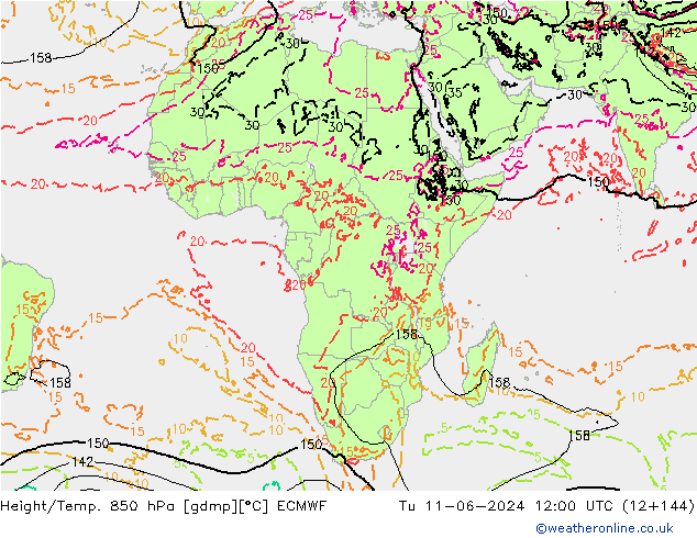 Z500/Regen(+SLP)/Z850 ECMWF di 11.06.2024 12 UTC