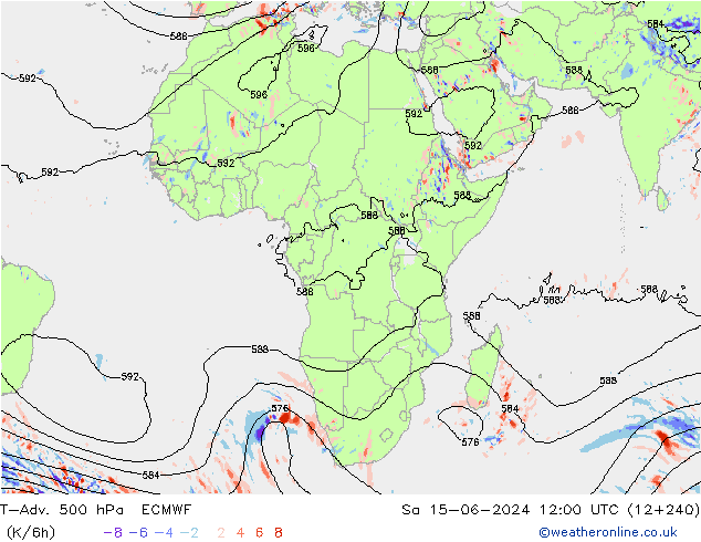 T-Adv. 500 hPa ECMWF sab 15.06.2024 12 UTC