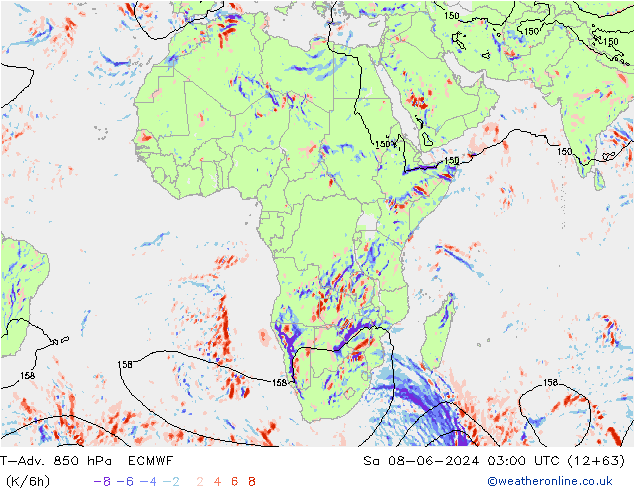 T-Adv. 850 hPa ECMWF Sa 08.06.2024 03 UTC