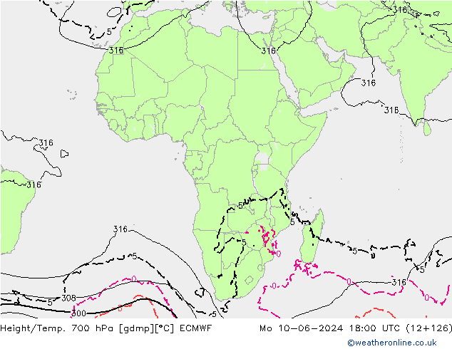 Height/Temp. 700 hPa ECMWF Seg 10.06.2024 18 UTC