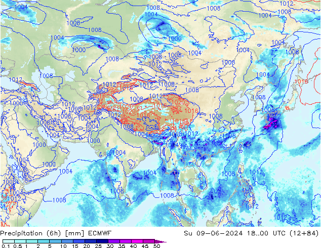 Z500/Rain (+SLP)/Z850 ECMWF Dom 09.06.2024 00 UTC