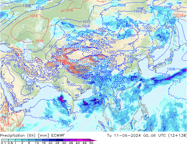 Z500/Rain (+SLP)/Z850 ECMWF Tu 11.06.2024 06 UTC