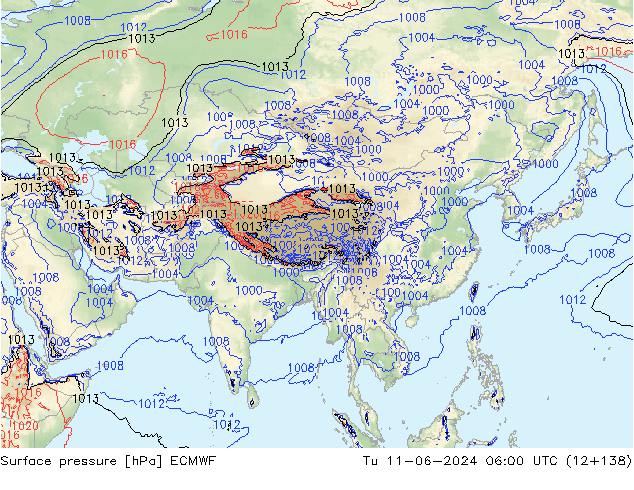 Yer basıncı ECMWF Sa 11.06.2024 06 UTC