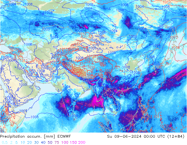 Precipitation accum. ECMWF Ne 09.06.2024 00 UTC