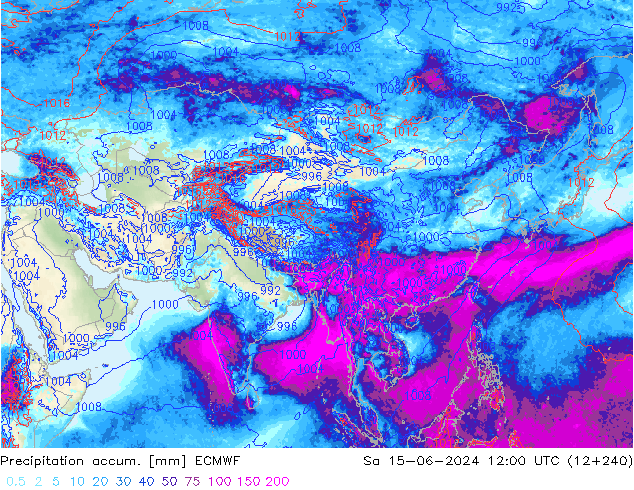 Précipitation accum. ECMWF sam 15.06.2024 12 UTC