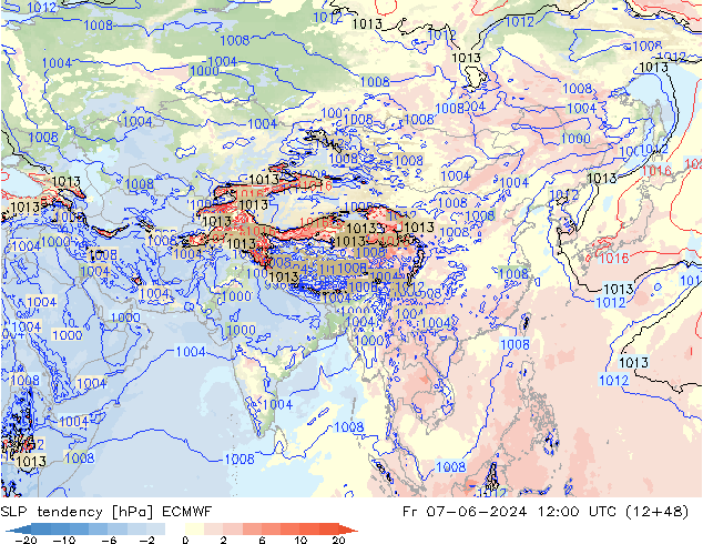 тенденция давления ECMWF пт 07.06.2024 12 UTC