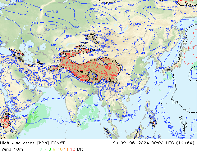 High wind areas ECMWF Ne 09.06.2024 00 UTC