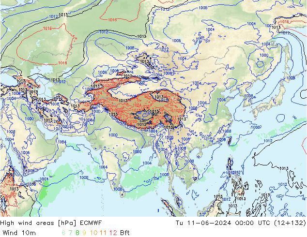 Windvelden ECMWF di 11.06.2024 00 UTC