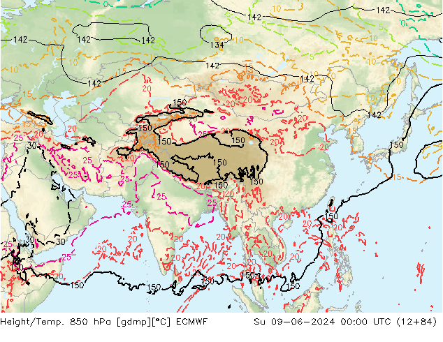 Z500/Rain (+SLP)/Z850 ECMWF Dom 09.06.2024 00 UTC