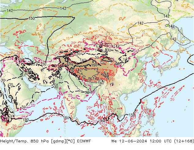 Z500/Rain (+SLP)/Z850 ECMWF Qua 12.06.2024 12 UTC