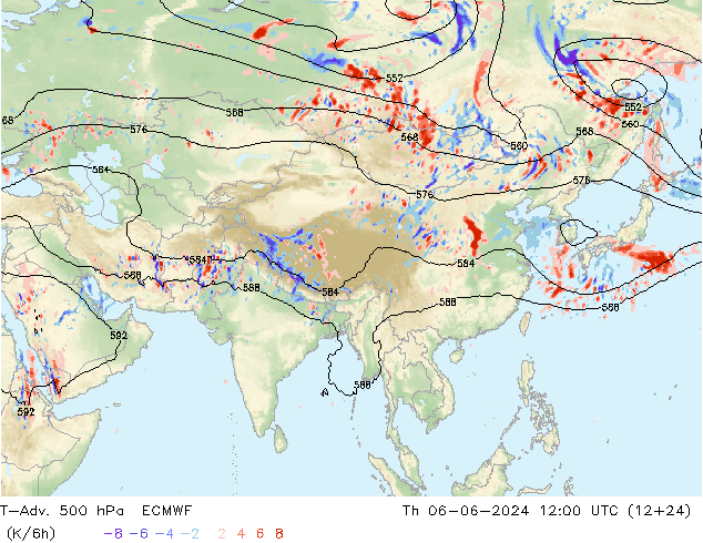 T-Adv. 500 гПа ECMWF чт 06.06.2024 12 UTC