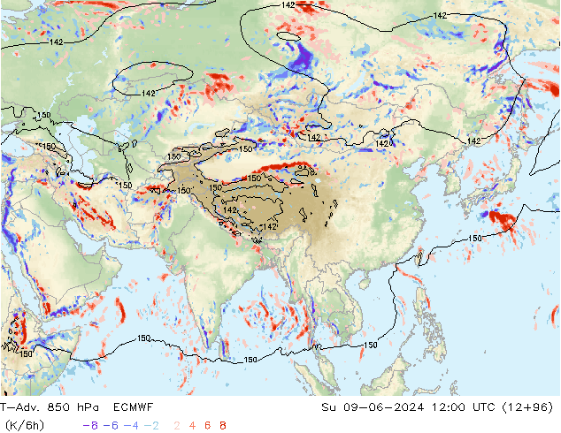 T-Adv. 850 hPa ECMWF zo 09.06.2024 12 UTC