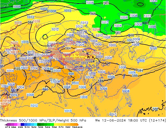 500-1000 hPa Kalınlığı ECMWF Çar 12.06.2024 18 UTC