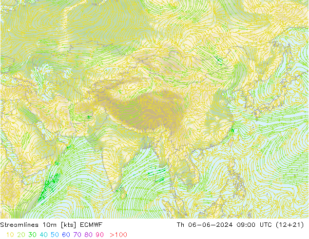 Rüzgar 10m ECMWF Per 06.06.2024 09 UTC