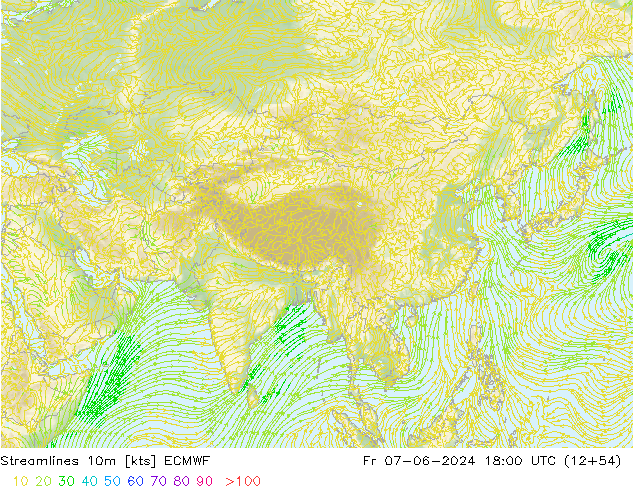 Stroomlijn 10m ECMWF vr 07.06.2024 18 UTC