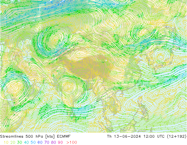 Streamlines 500 hPa ECMWF Th 13.06.2024 12 UTC