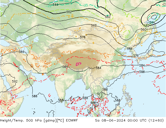Z500/Rain (+SLP)/Z850 ECMWF сб 08.06.2024 00 UTC