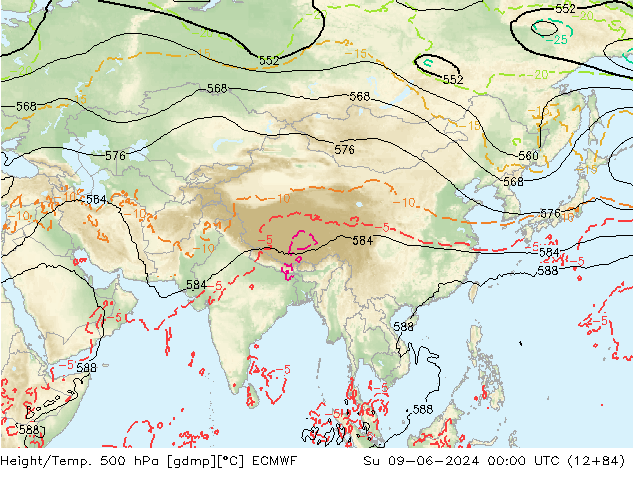 Z500/Rain (+SLP)/Z850 ECMWF Dom 09.06.2024 00 UTC