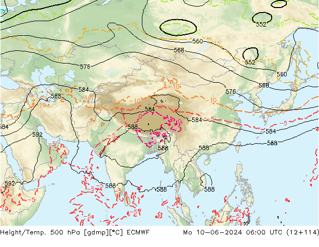 Z500/Yağmur (+YB)/Z850 ECMWF Pzt 10.06.2024 06 UTC