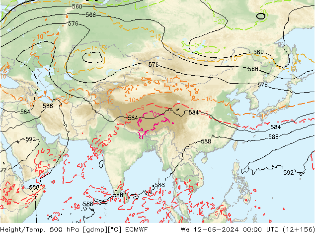 Z500/Rain (+SLP)/Z850 ECMWF Qua 12.06.2024 00 UTC