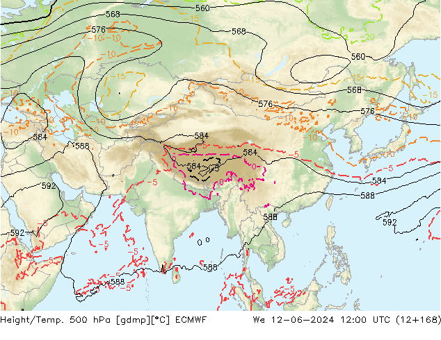 Z500/Rain (+SLP)/Z850 ECMWF Qua 12.06.2024 12 UTC