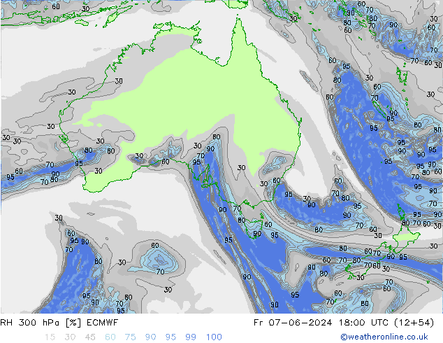 RH 300 hPa ECMWF Fr 07.06.2024 18 UTC