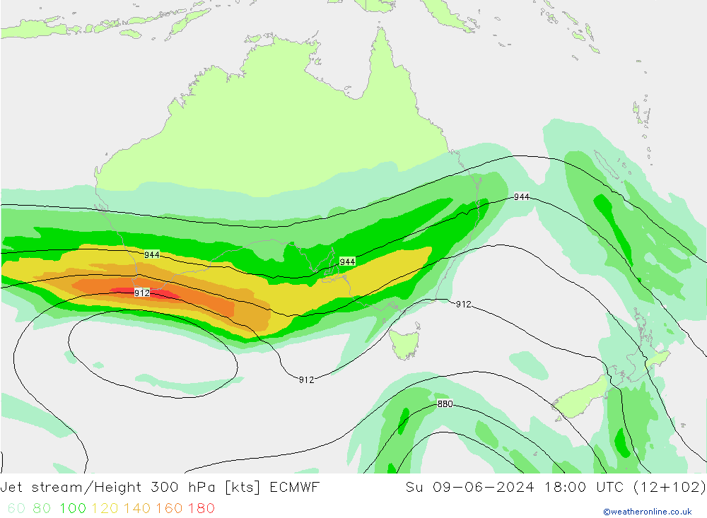 Jet stream ECMWF Dom 09.06.2024 18 UTC