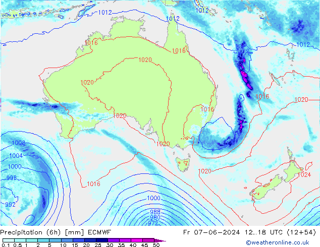 Yağış (6h) ECMWF Cu 07.06.2024 18 UTC