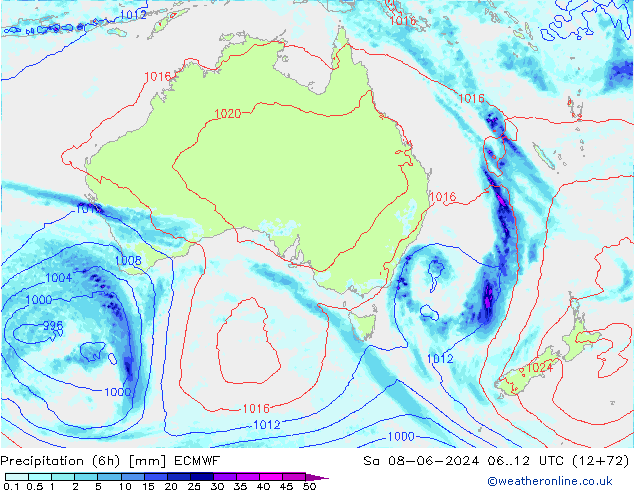 Z500/Rain (+SLP)/Z850 ECMWF sab 08.06.2024 12 UTC