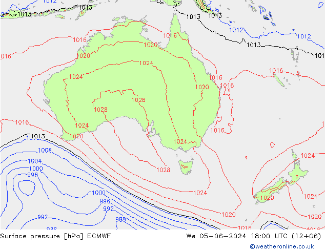 pressão do solo ECMWF Qua 05.06.2024 18 UTC