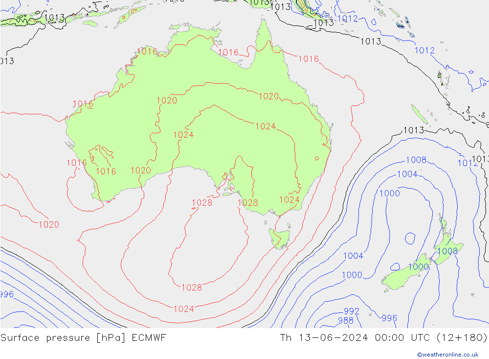 ciśnienie ECMWF czw. 13.06.2024 00 UTC