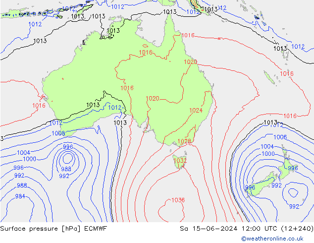 Luchtdruk (Grond) ECMWF za 15.06.2024 12 UTC