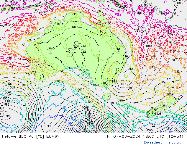 Theta-e 850hPa ECMWF vr 07.06.2024 18 UTC