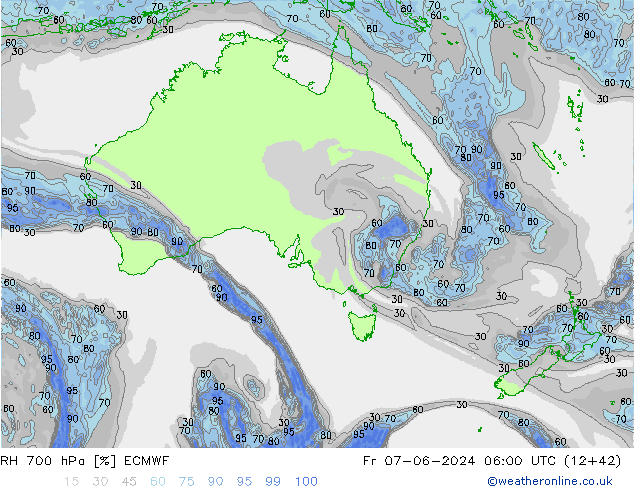 RH 700 hPa ECMWF ven 07.06.2024 06 UTC