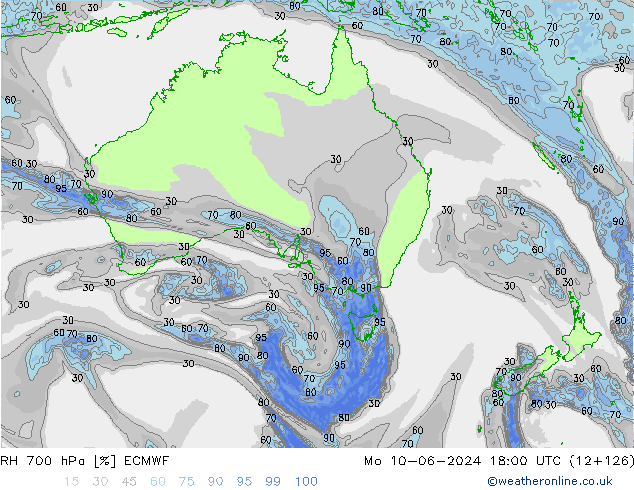 RH 700 hPa ECMWF Mo 10.06.2024 18 UTC