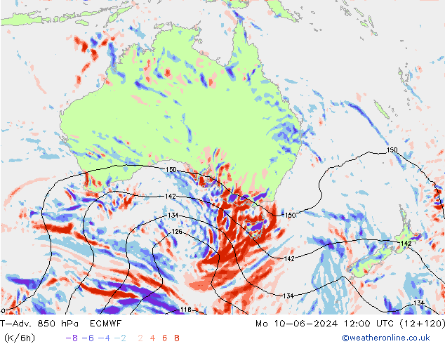 T-Adv. 850 hPa ECMWF Mo 10.06.2024 12 UTC